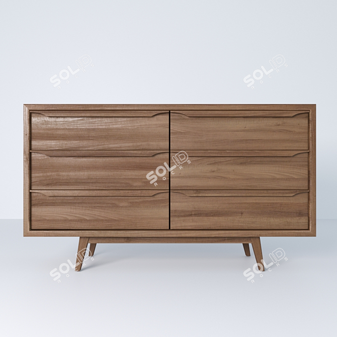 Vintage Janeiro Mango Wood Sideboard 3D model image 2