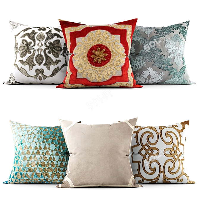 Elegant Throw Pillows 3D model image 1