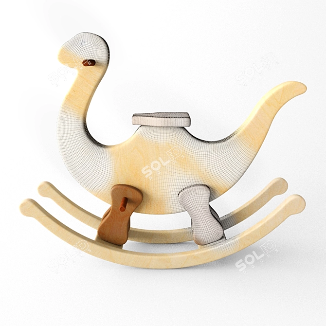 Title: Roar & Rock: Wooden Dino Delight 3D model image 3