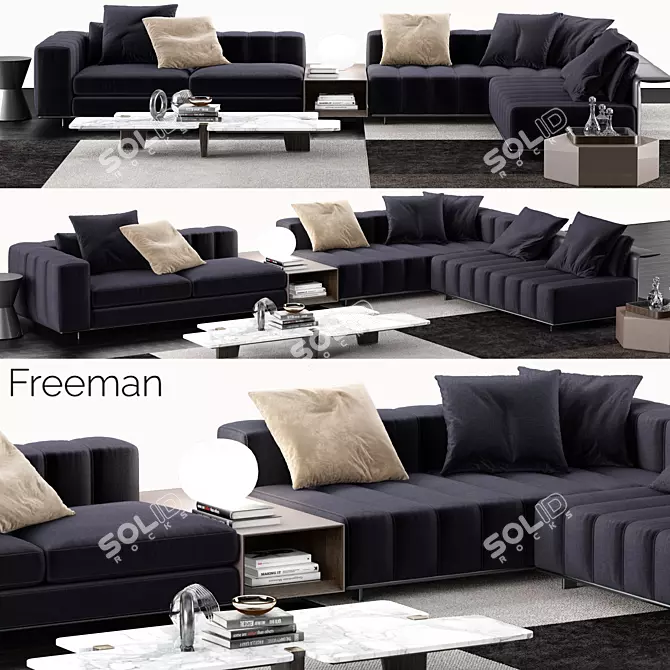 Modern and Sleek Minotti Freeman Sofa 3D model image 1