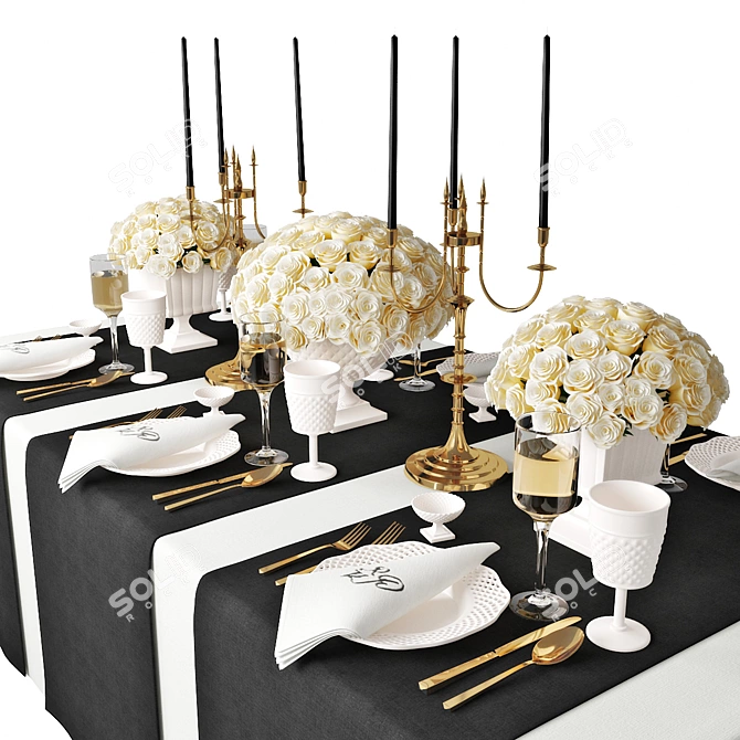 Elegant Table Settings 3D model image 1