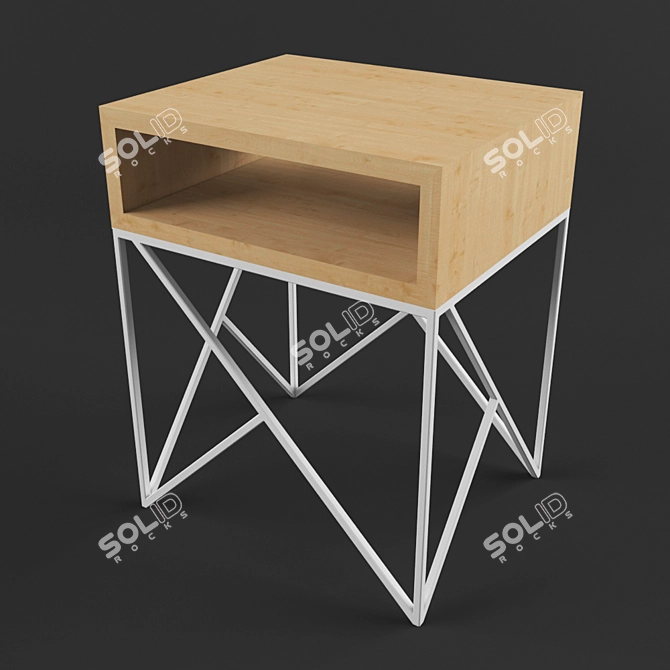 Prince White Dark Oak Bedside Table 3D model image 1