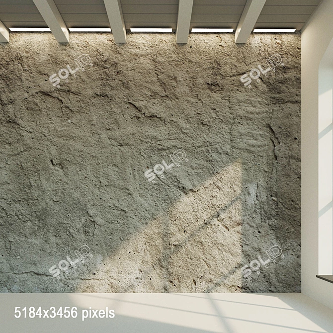 Aged Concrete Wall Texture 3D model image 1