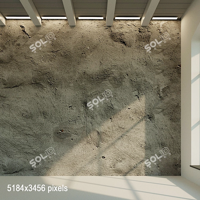 Vintage Concrete Wall Textured 3D Model 3D model image 1