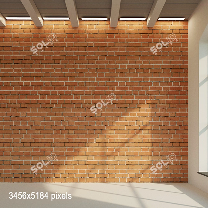 Vintage Red Clay Brick Wall 3D model image 1