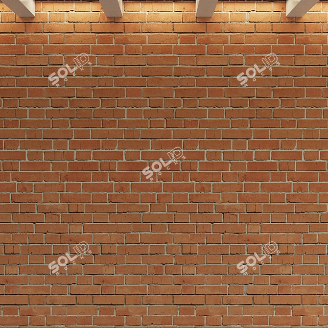 Vintage Red Clay Brick Wall 3D model image 2