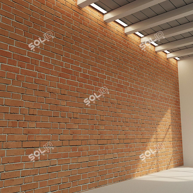 Vintage Red Clay Brick Wall 3D model image 3