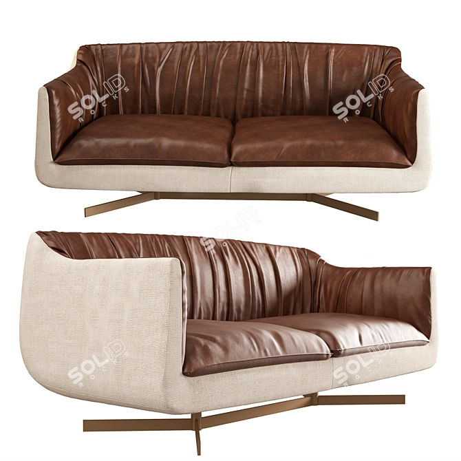 WAKI Sofa 2-seater: Modern Blue Comfort 3D model image 1