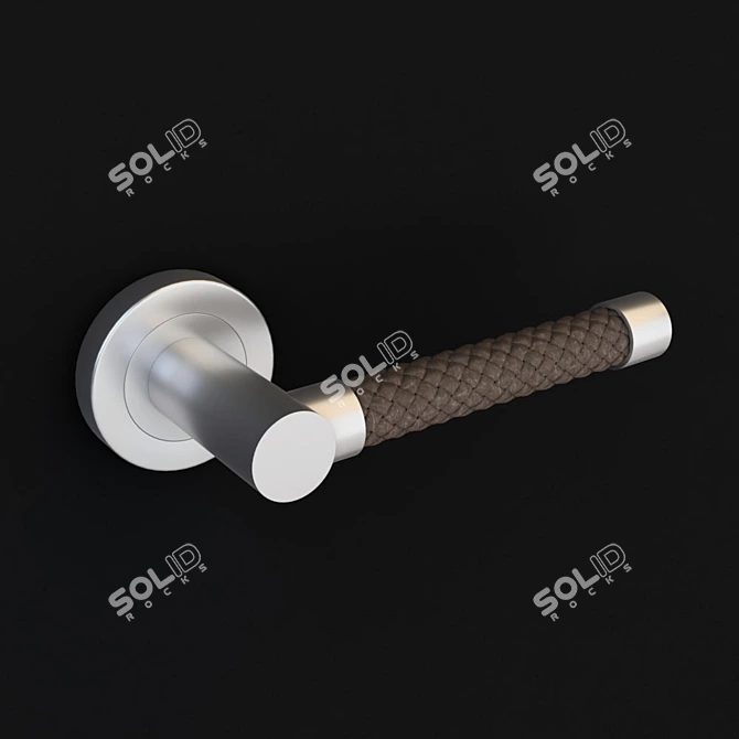 Sophisticated Tobacco Leather Door Lever 3D model image 1