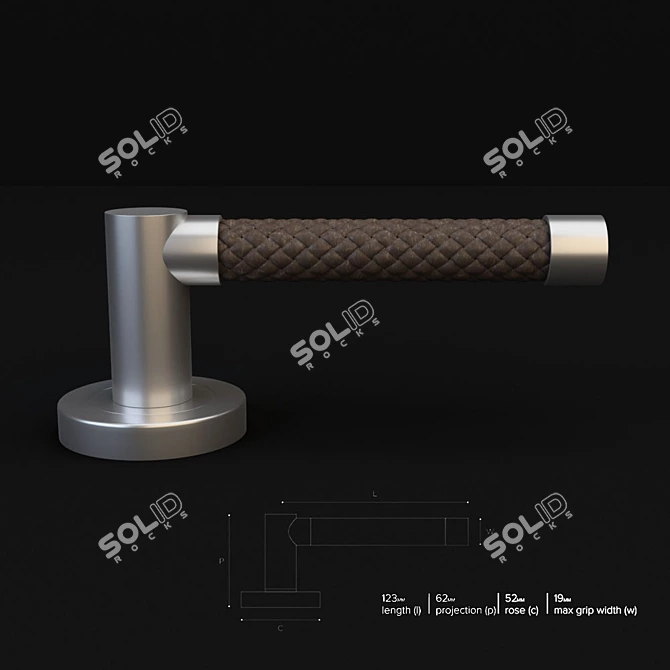 Sophisticated Tobacco Leather Door Lever 3D model image 2