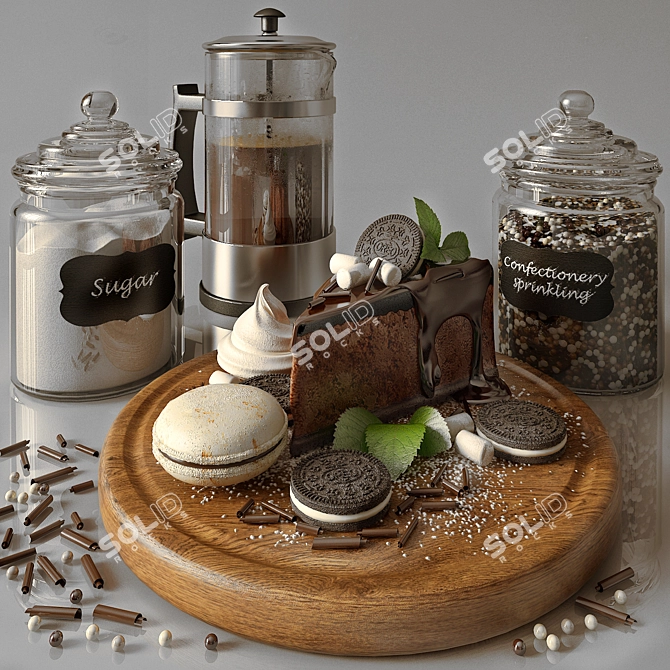 Coffee & Cheesecake Kitchen Decor Set 3D model image 1