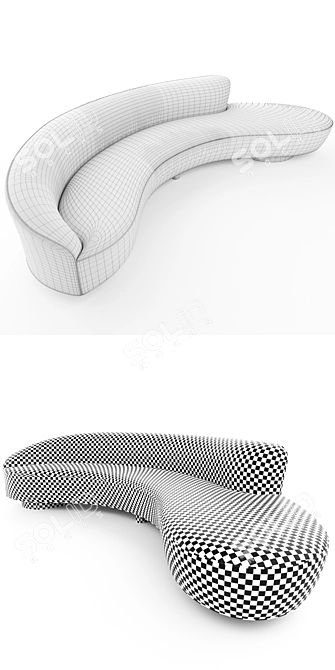 Vladimir Kagan FreeForm Curved Sofa 3D model image 3