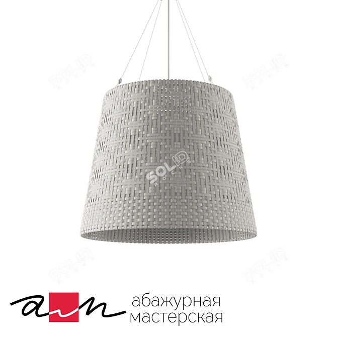 Blue Rattan Ceiling Lamp 3D model image 2