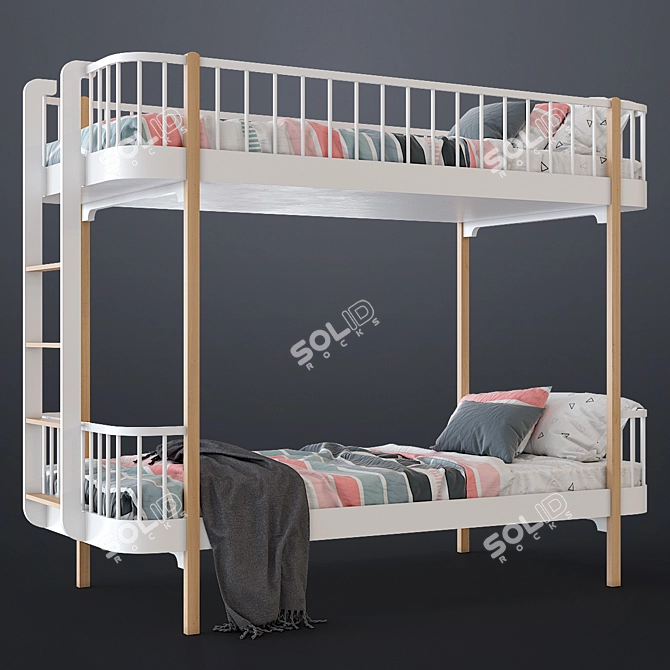  Elegant Bunk Bed with Storage 3D model image 1