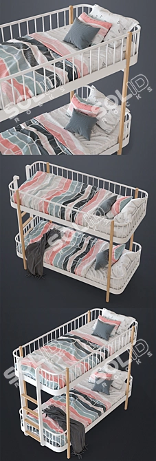  Elegant Bunk Bed with Storage 3D model image 2