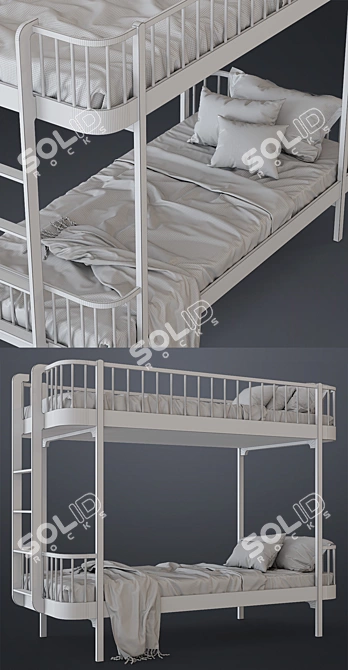  Elegant Bunk Bed with Storage 3D model image 3