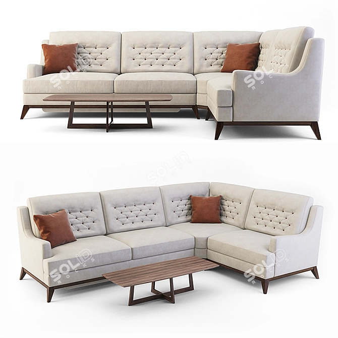 Luxury Fabio Corner Sofa 3D model image 1