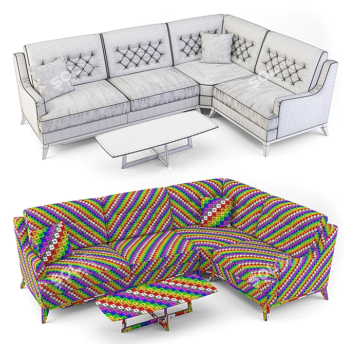 Luxury Fabio Corner Sofa 3D model image 3