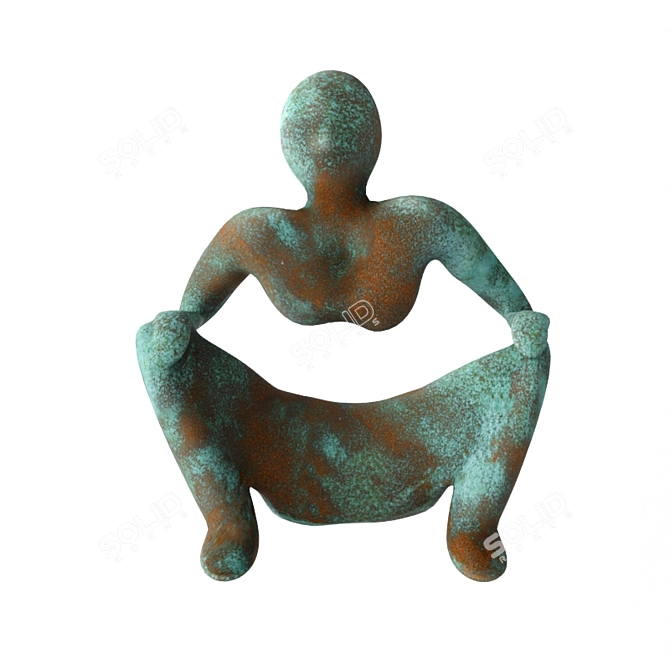 Rustic Metal Sit Man Sculpture 3D model image 1