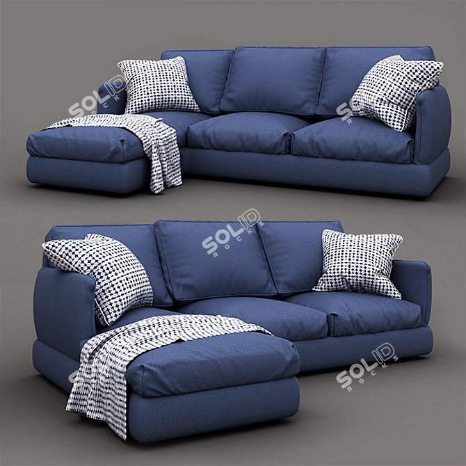 Elegant Indigo Sofa: 192 x 178 x 97 cm 3D model image 1