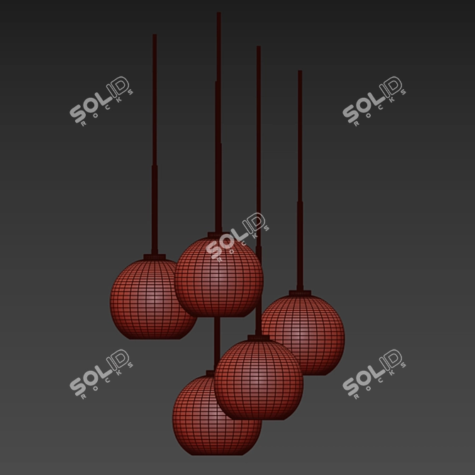 Sculptural Glass Globe Chandelier 3D model image 2