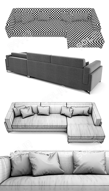 Frigerio Davis In Sofa - Modern and Spacious 3-Seater 3D model image 3