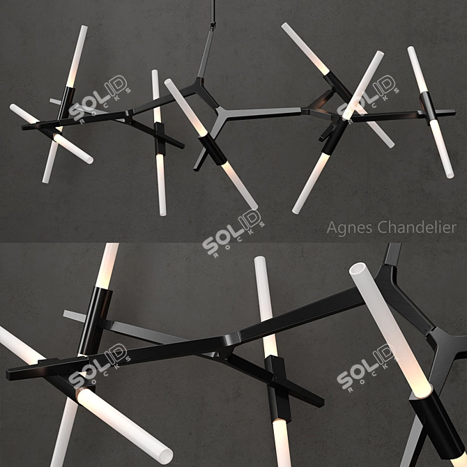 Agnes 14-Light Black Chandelier 3D model image 1