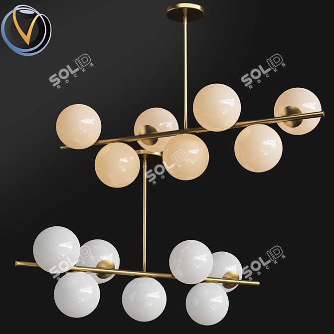 Gleaming Sphere Stem Chandelier 3D model image 1