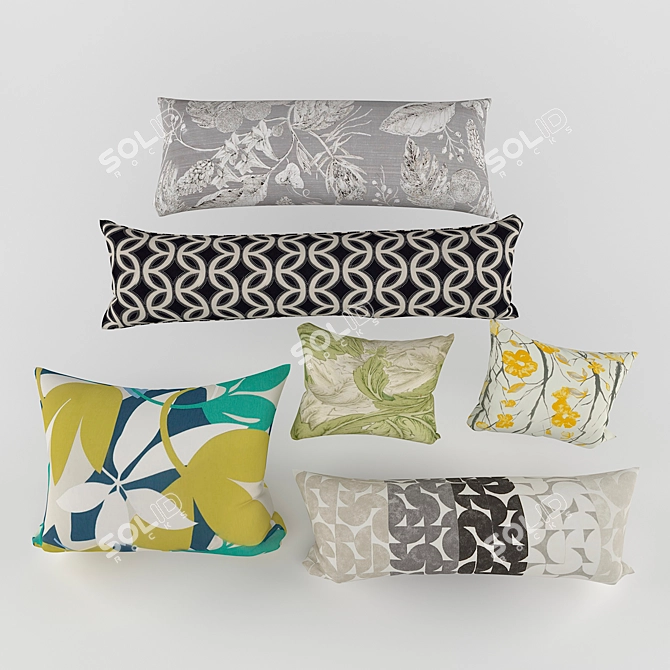 Cozy Dreams: Assorted Pillow Set 3D model image 1