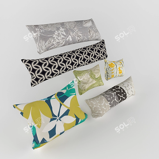 Cozy Dreams: Assorted Pillow Set 3D model image 2