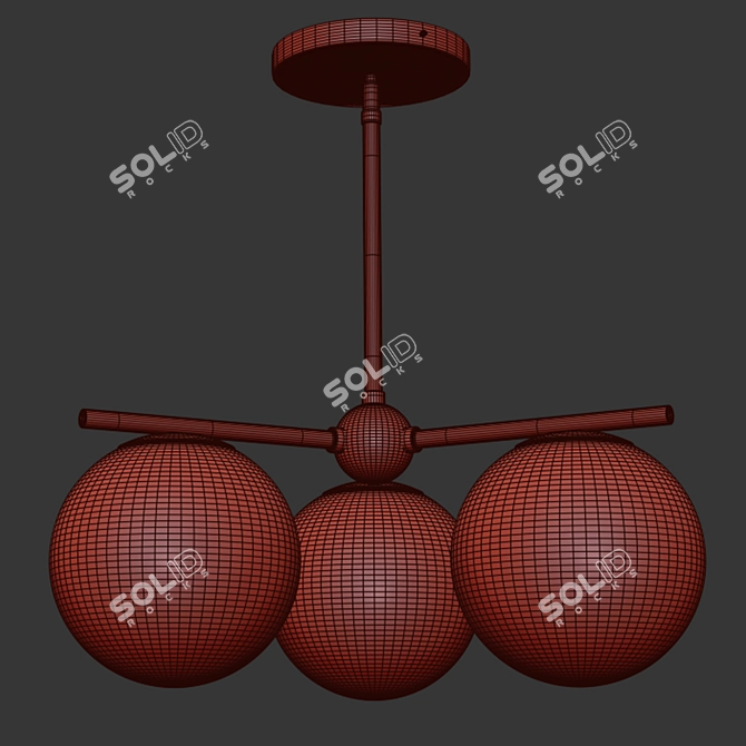 Modern Globe Brass Chandelier 3D model image 2