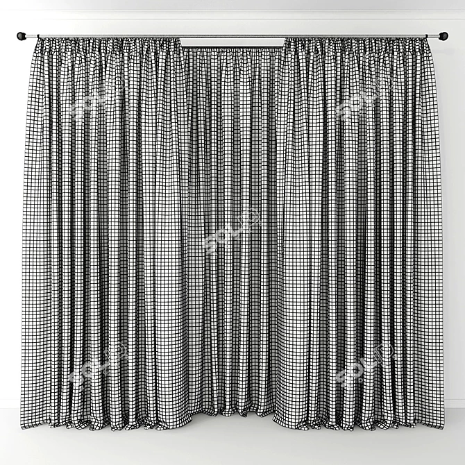 Elegant Window Curtains 3D model image 2