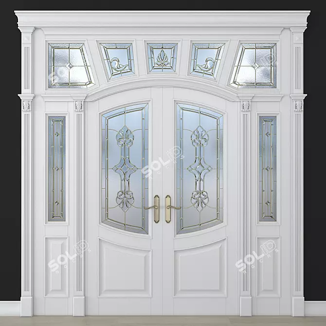 Elegant Stained-Glass Door: Artistry at Your Entrance 3D model image 1