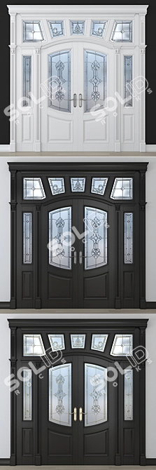 Elegant Stained-Glass Door: Artistry at Your Entrance 3D model image 2