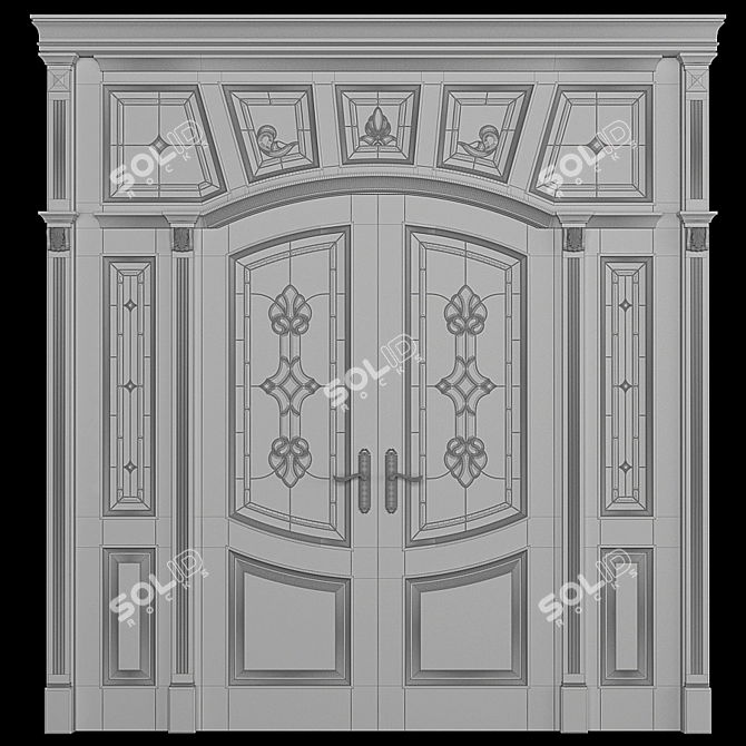 Elegant Stained-Glass Door: Artistry at Your Entrance 3D model image 3