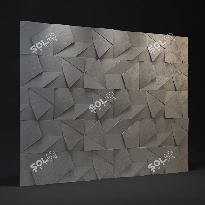 Abstract 3D Wall Panel - Concrete Gray 3D model image 1