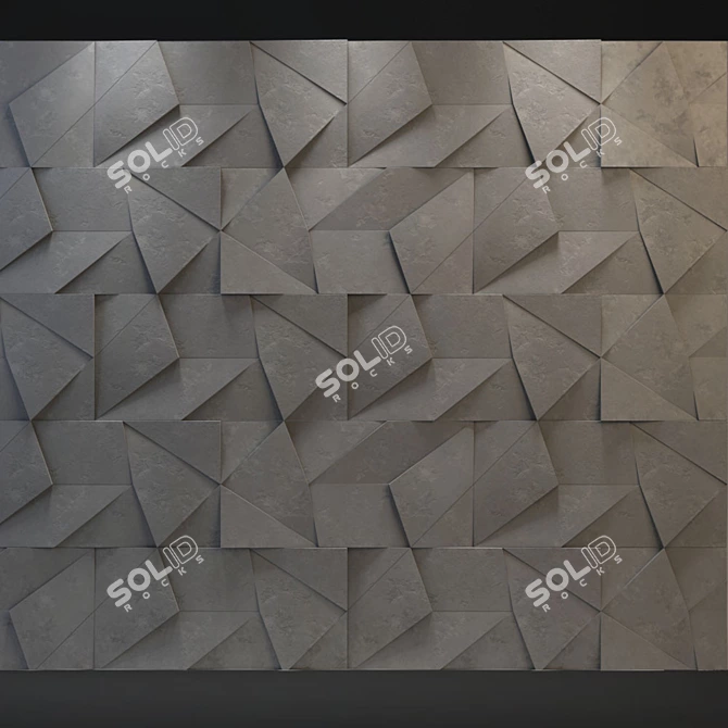 Abstract 3D Wall Panel - Concrete Gray 3D model image 2