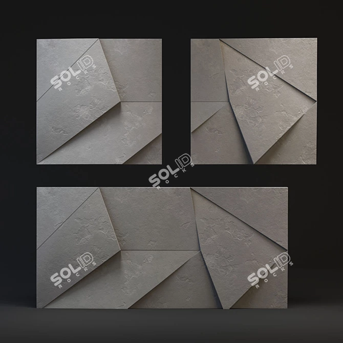 Abstract 3D Wall Panel - Concrete Gray 3D model image 3