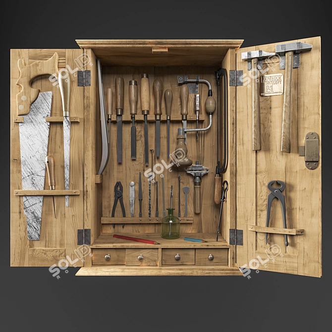 Carpenter's Cabinet: Complete Tool Set 3D model image 1