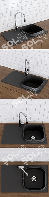 UP Ceramic Single Sink - Stylish and Functional 3D model image 2