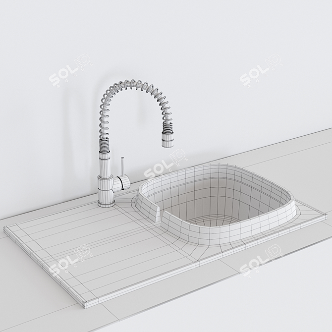 UP Ceramic Single Sink - Stylish and Functional 3D model image 3