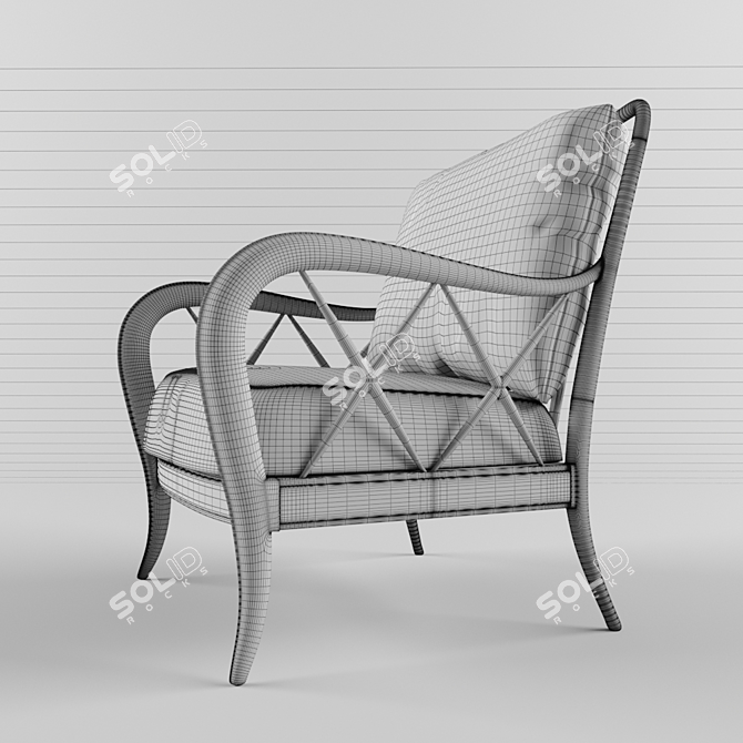 Refined Maple Framed Chair 3D model image 2