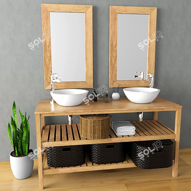 Sleek Bathroom Furniture Set 3D model image 1