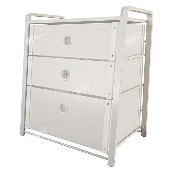 Sleek White Bedside Chest 3D model image 1