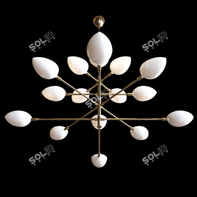 Retro-Luxe Four-Tier Chandelier 3D model image 1