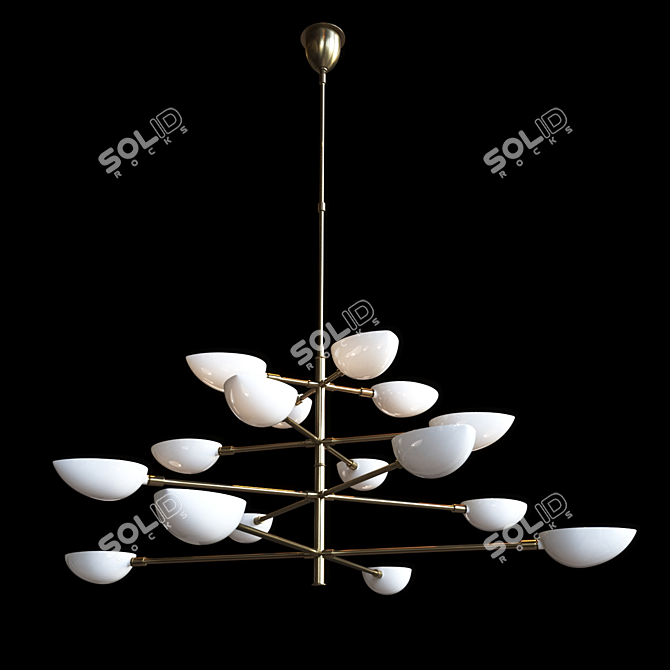 Retro-Luxe Four-Tier Chandelier 3D model image 2