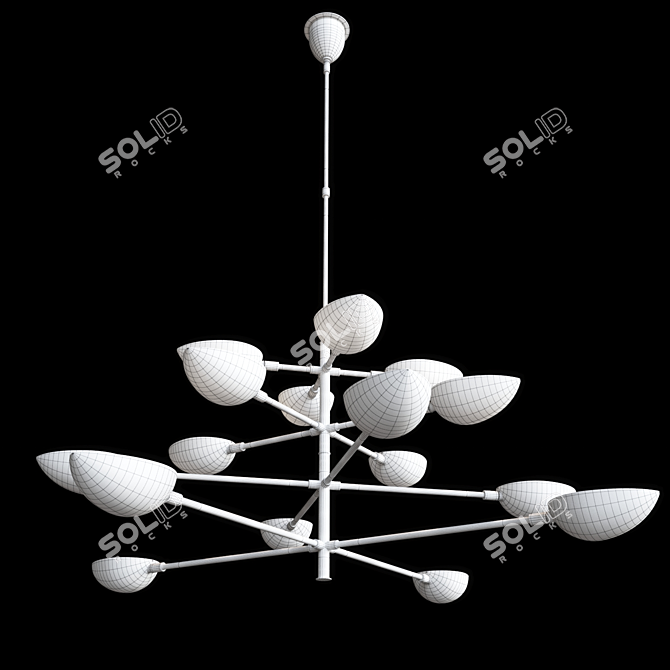 Retro-Luxe Four-Tier Chandelier 3D model image 3