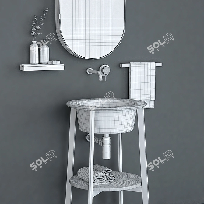 Round Decorative Wash Basin 3D model image 3