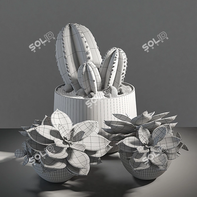 Lush Needle Plant Set 3D model image 2