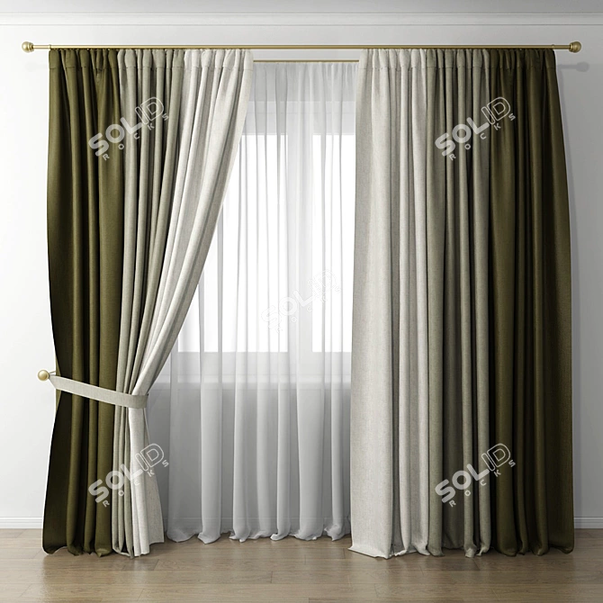 Elegant Home Curtains 3D model image 1